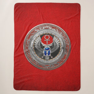 Cobertor Sherpa [300] Sagrada Prata Egípcia Ala Scarab & Ankh