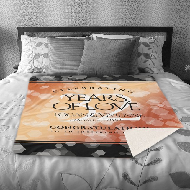 Cobertor Sherpa 32º aniversário de casamento em Bronze (Elegant 32th Bronze Wedding Anniversary Sherpa Fleece Blanket Cover Photo.)