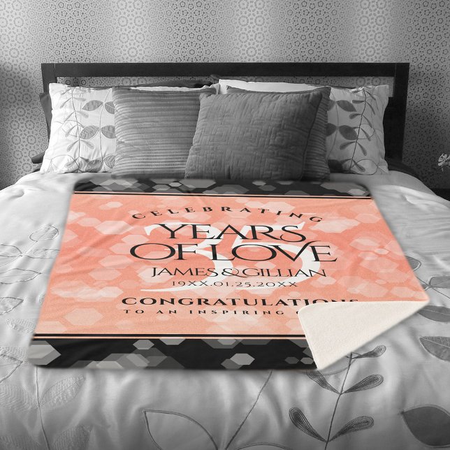 Cobertor Sherpa 35.º aniversário do Casamento de Coral (Elegant 35th Coral Wedding Anniversary Sherpa Fleece Blanket Cover Photo.)