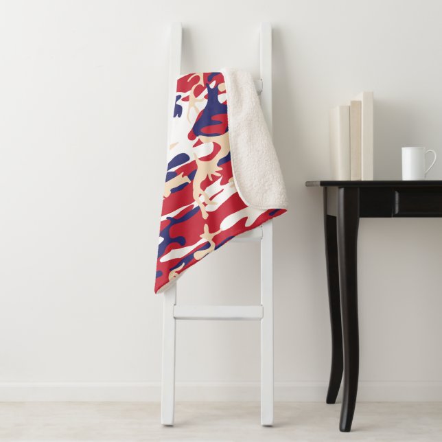 Cobertor Sherpa 4th of July, Independence day, Camouflage Beige (In Situ)