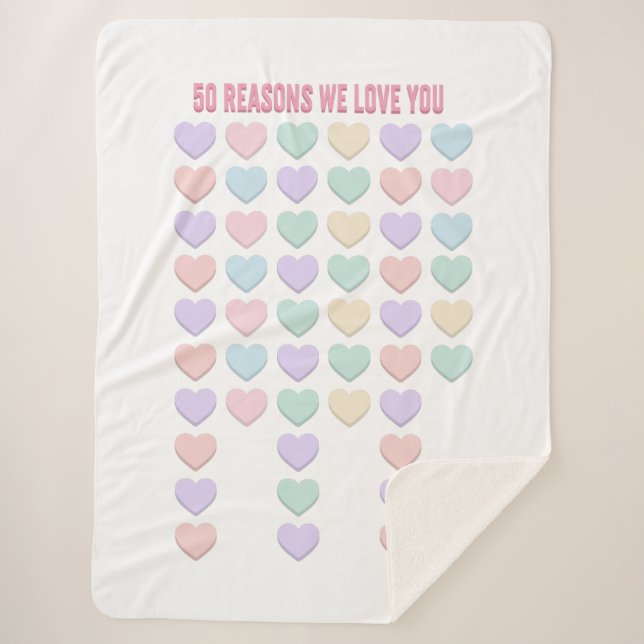 Cobertor Sherpa 50º Presentes de Aniversário - 50º Amo-Te (Frente)