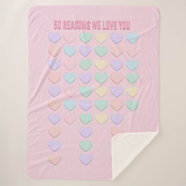 Cobertor Sherpa 50º Presentes de Aniversário - 50º Amo-Te (Frente)