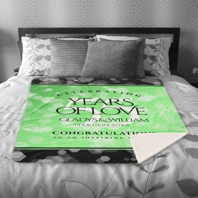 Cobertor Sherpa 55.º aniversário do Casamento Emerald (Elegant 55th Emerald Wedding Anniversary Sherpa Fleece Blanket Cover Photo.)