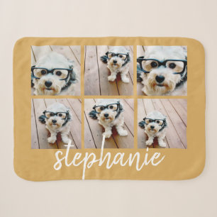 Cobertor Sherpa 6 Colagem de Fotografias Mínimo Nome Manuscrito O