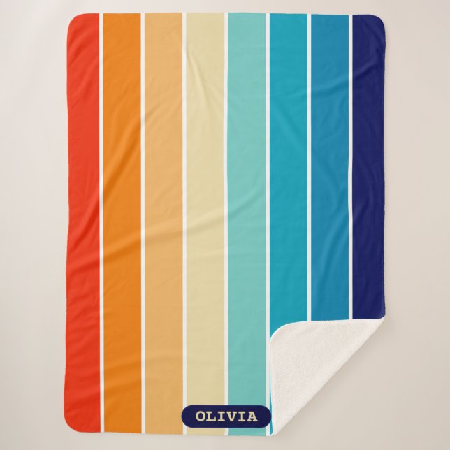 Cobertor Sherpa 70s Rainbow Stripes (Frente)