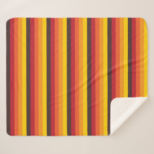 Cobertor Sherpa 70s retro legal listra o vermelho do amarelo