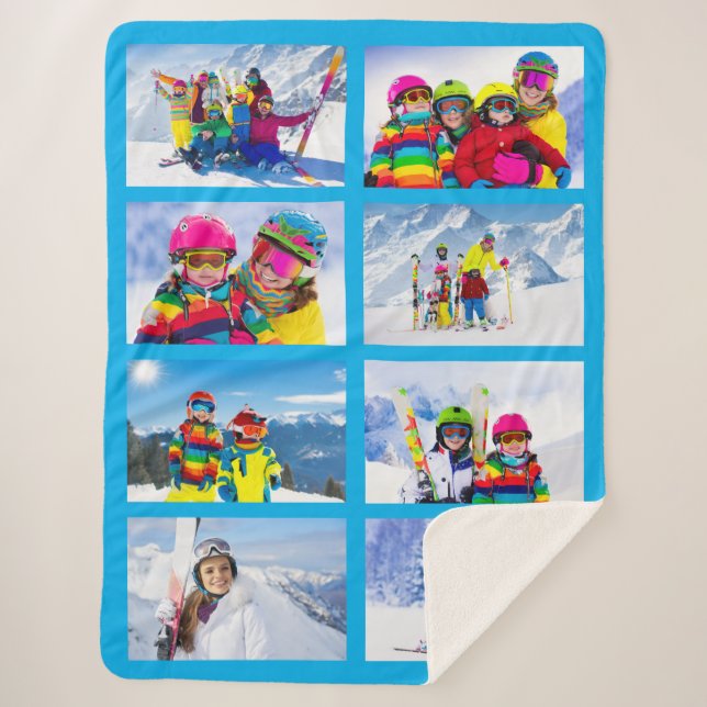Cobertor Sherpa 8 Colagem de Fotografias Paisagem Azure (Frente)