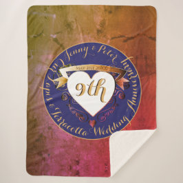 Cobertor Sherpa 9º Aniversário do Casamento Terracotta Lapis Lazul