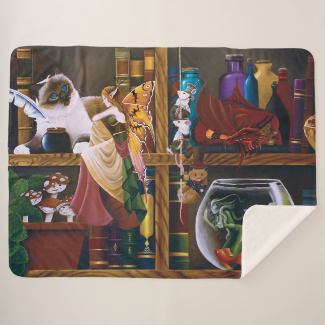 Cobertor Sherpa A Biblioteca da Fantasia dos Assistentes (Frente (Horizontal))