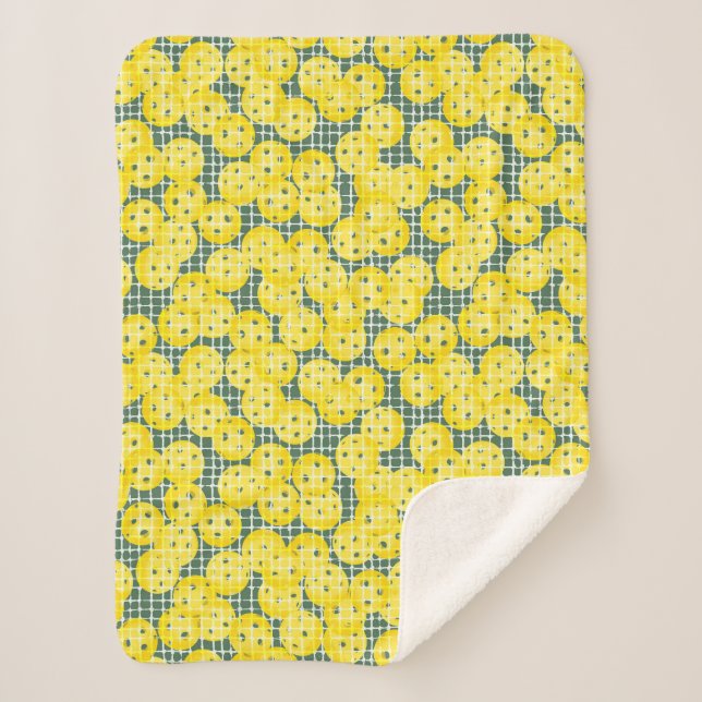 Cobertor Sherpa A bola é a vida - Amarelo em verde (Frente)