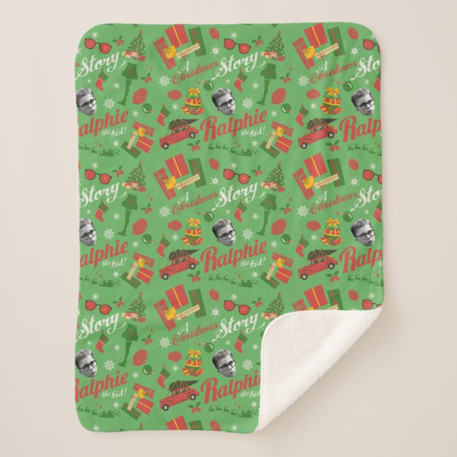Cobertor Sherpa A Christmas Story Green Icon Pattern (Frente)