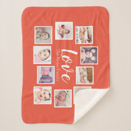 Cobertor Sherpa A Colagem de Fotografias LOVE Pareceu Personalizad