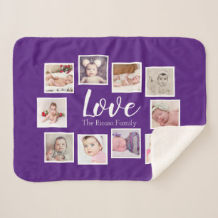 Cobertor Sherpa A Colagem de Fotografias LOVE Pareceu Personalizad