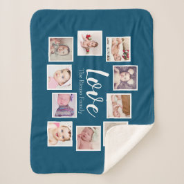 Cobertor Sherpa A Colagem de Fotografias LOVE Pareceu Personalizad
