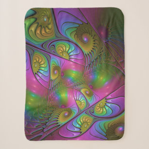 Cobertor Sherpa A Colorida Arte Fractal Abstrata Trippy Luminosa