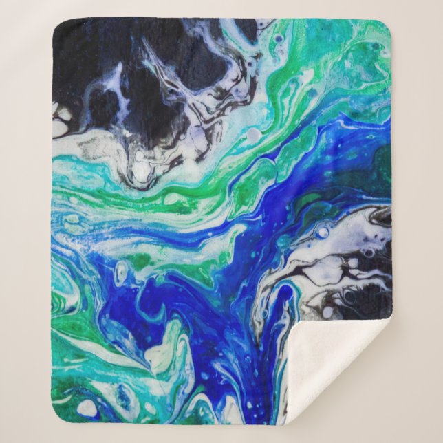 Cobertor Sherpa A correnteza da pintura do rio abstrato (Frente)