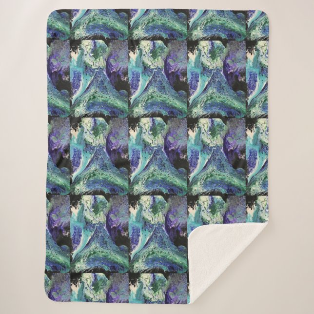 Cobertor Sherpa A Laguna nº 1 pintura em azul, lacre, cartão de vi (Frente)