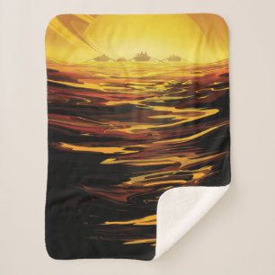 Cobertor Sherpa A maior lua de Poster-Saturno do espaço retrô, Tit