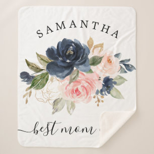 Cobertor Sherpa A melhor mãe do Floral de Watercolor toda