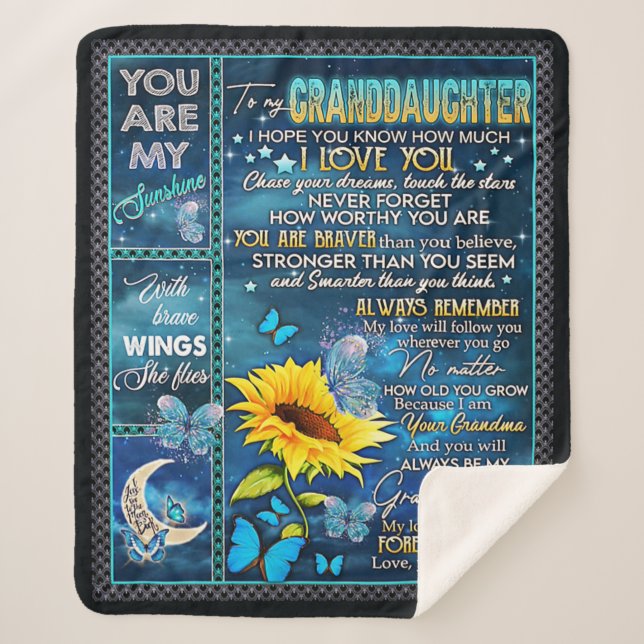 Cobertor Sherpa À Minha neta, Dom De Girassol, Presente De Bebê (Frente)