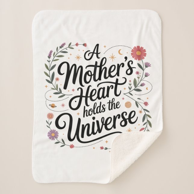 Cobertor Sherpa A Mother's Heart Holds The Universe (Frente)