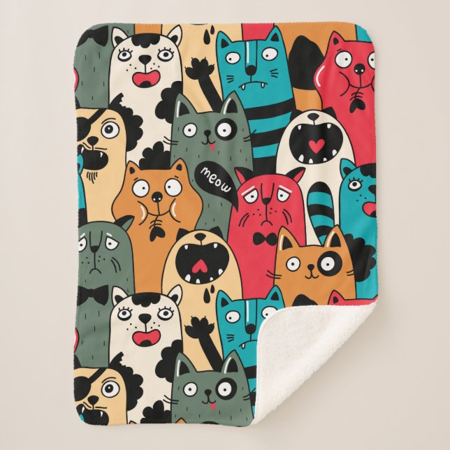 Cobertor Sherpa A multidão de gatos (Frente)
