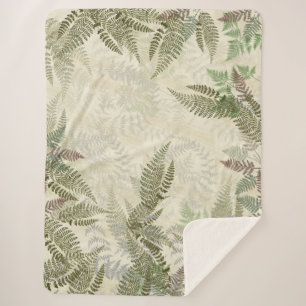 Cobertor Sherpa A samambaia botânica do vintage sae da cobertura