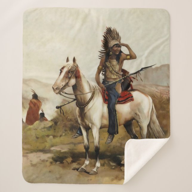 Cobertor Sherpa "A Sioux Indian Chief", de Frank Feller (Frente)