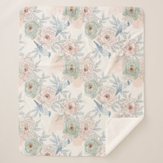 Cobertor Sherpa A symphony of song and petals pattern