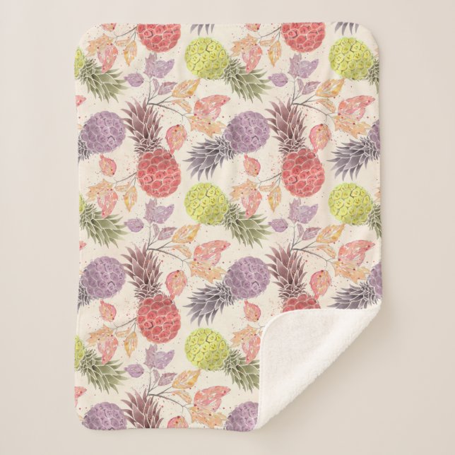 Cobertor Sherpa Abacaxi, casal doce, fruta (Frente)