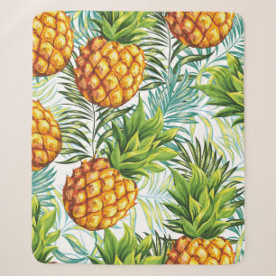 Cobertor Sherpa Abacaxi. Um padrão perfeito. Prato floral de vind
