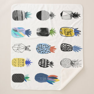 Cobertor Sherpa Abacaxis texturizados, coleção de safras.