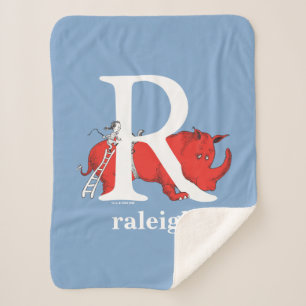 Cobertor Sherpa ABC do Dr. Seuss: Letra R - Branco Adicione seu