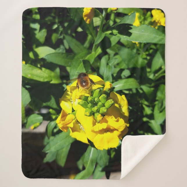 Cobertor Sherpa Abelhas nas Flores Amarelas (Frente)