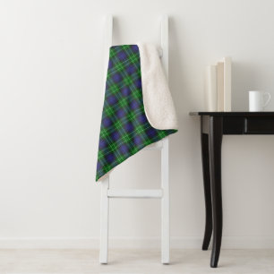 Cobertor Sherpa Abercrombie Xadrez Escocês Tartan Azul Verde