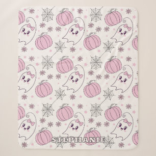 Cobertor Sherpa Abóbora Rosa Fofa Padrão de Halloween