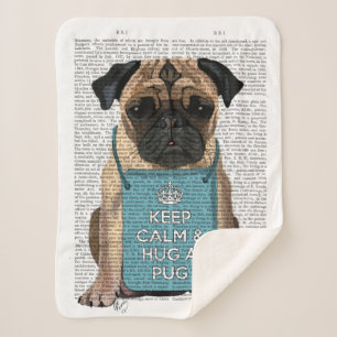 Cobertor Sherpa Abraçar um Pug