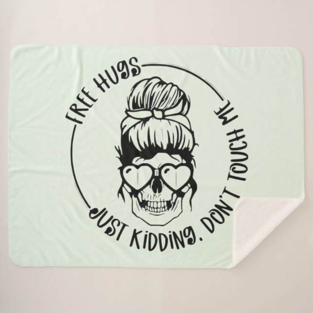 Cobertor Sherpa Abraços Gratuitos Design, Mas Mantenha Sua Distânc (Frente (Horizontal))