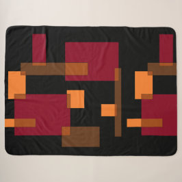 Cobertor Sherpa Abstração Geométrica Laranja Vermelho Preto