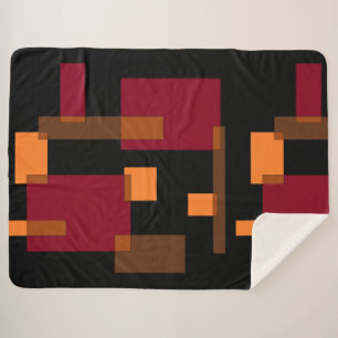 Cobertor Sherpa Abstração Geométrica Laranja Vermelho Preto