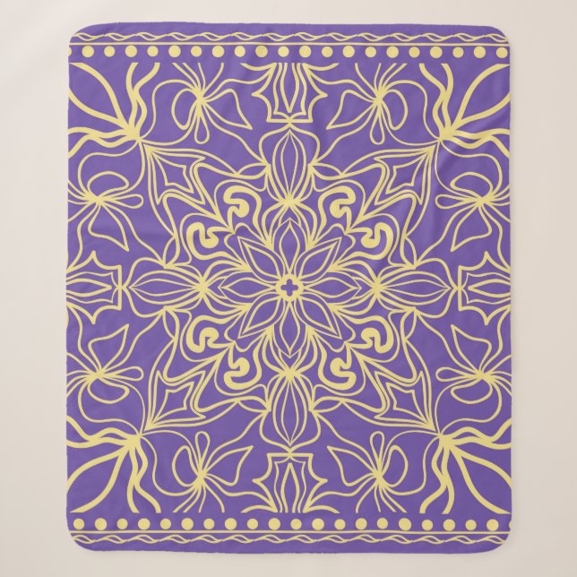 Cobertor Sherpa Abstract floral pattern. geometry, mandala design  (Frente)