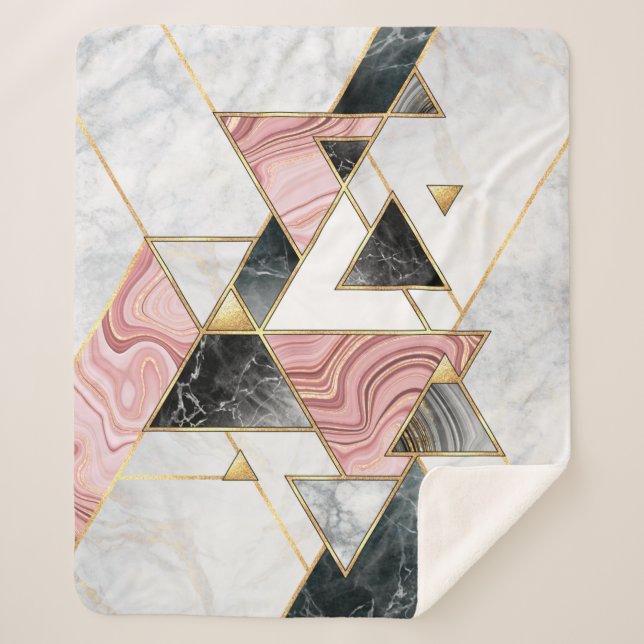 Cobertor Sherpa Abstract geometric background. Modern marble mosai (Frente)