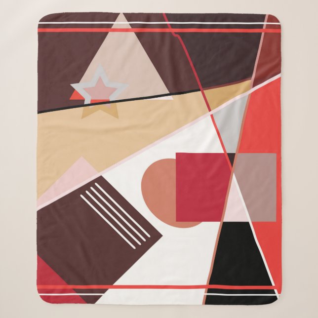Cobertor Sherpa Abstract geometric pattern,  silk scarf shawl desi (Frente)