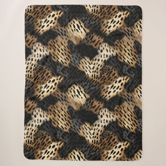 Cobertor Sherpa Abstrato-animal-leopardo-negro (Frente)