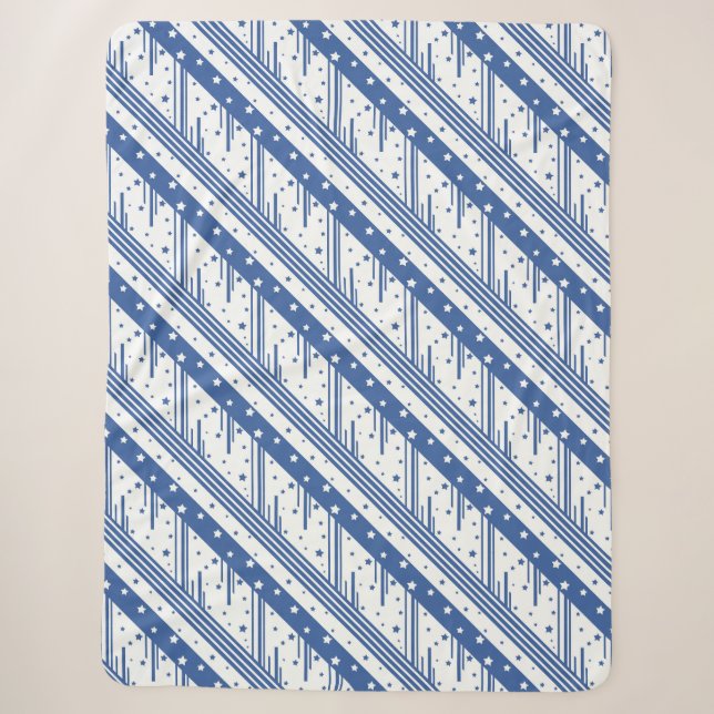 Cobertor Sherpa Abstrato azul e branco (Frente)
