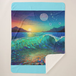 Cobertor Sherpa Abstrato Azure Seascape