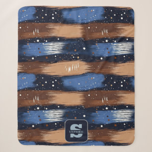 Cobertor Sherpa Abstrato Brushstrokes em Azul, Branco e Marrom (3)