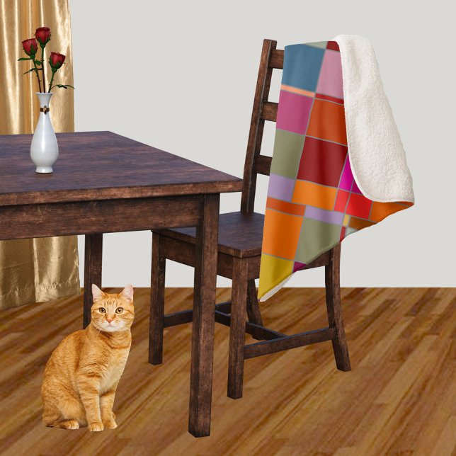 Cobertor Sherpa Abstrato Colorida Moderna Verificada (Criador carregado)