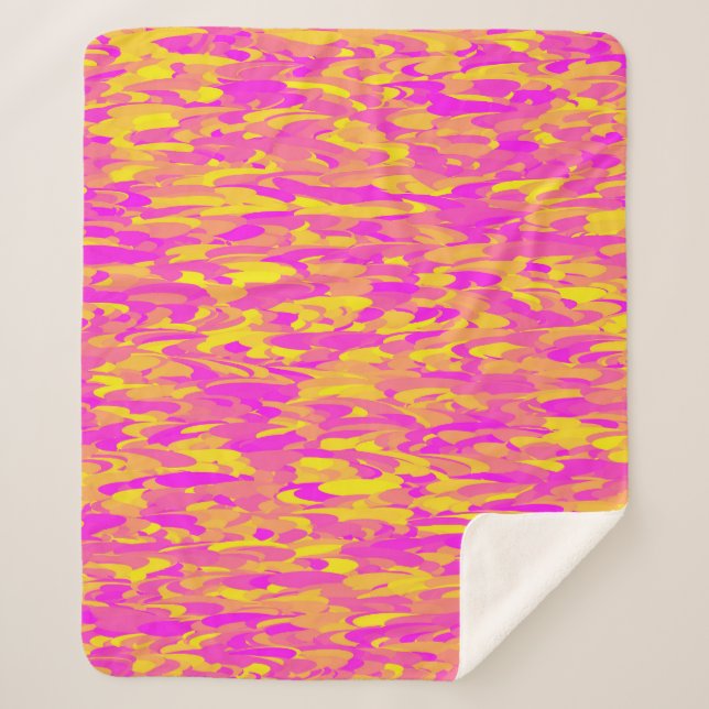 Cobertor Sherpa Abstrato cor-de-rosa amarelo-amarelo (Frente)