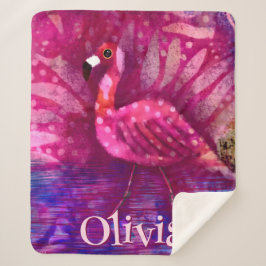Cobertor Sherpa Abstrato cor-de-rosa-branco Flamingo personalizado